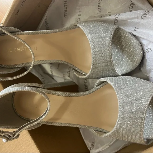 Le Chateau Sparkling Silver Women's Heels - Picture 3 of 6